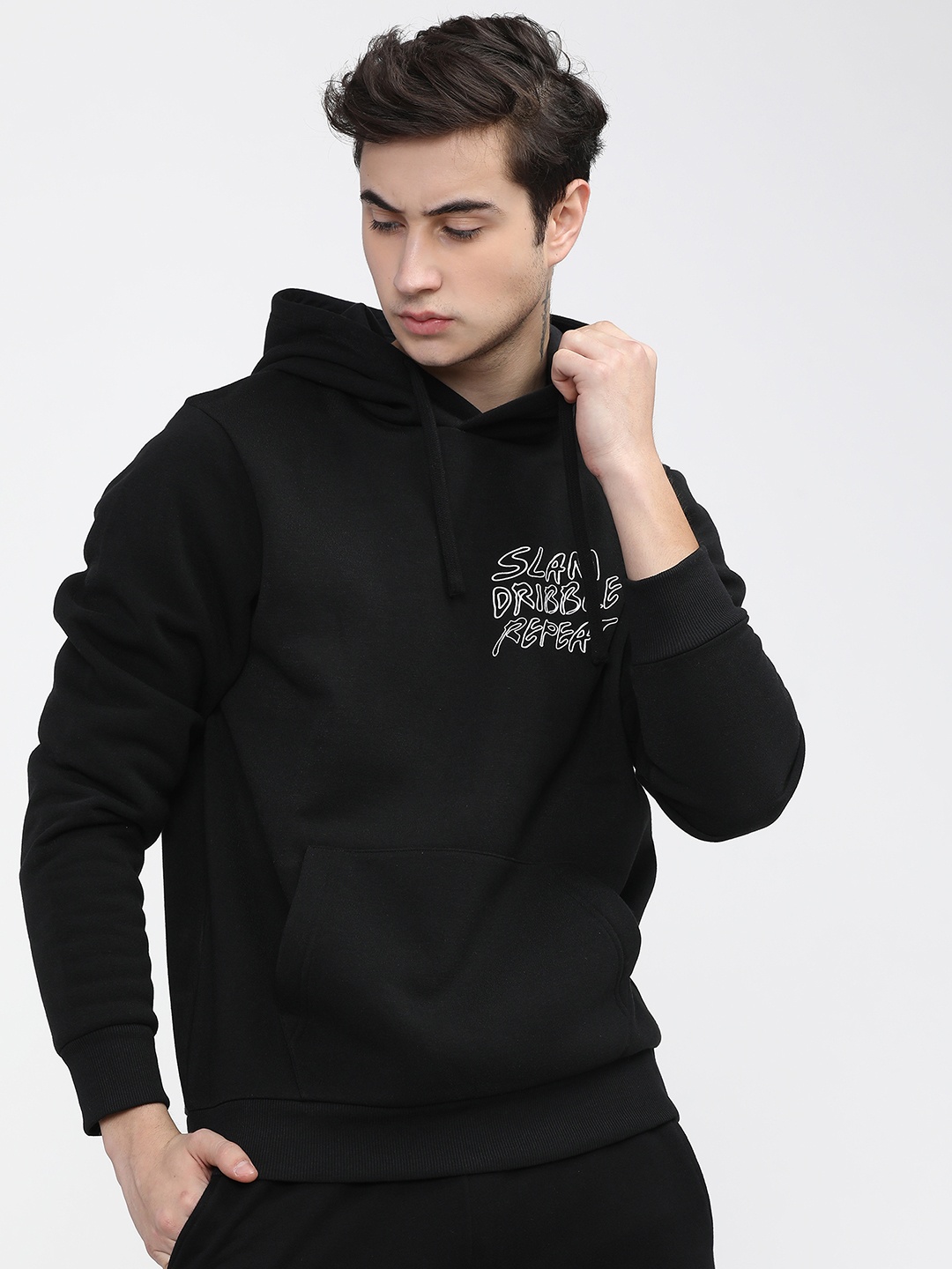 

HIGHLANDER Men Black Printed Hooded Sweatshirt
