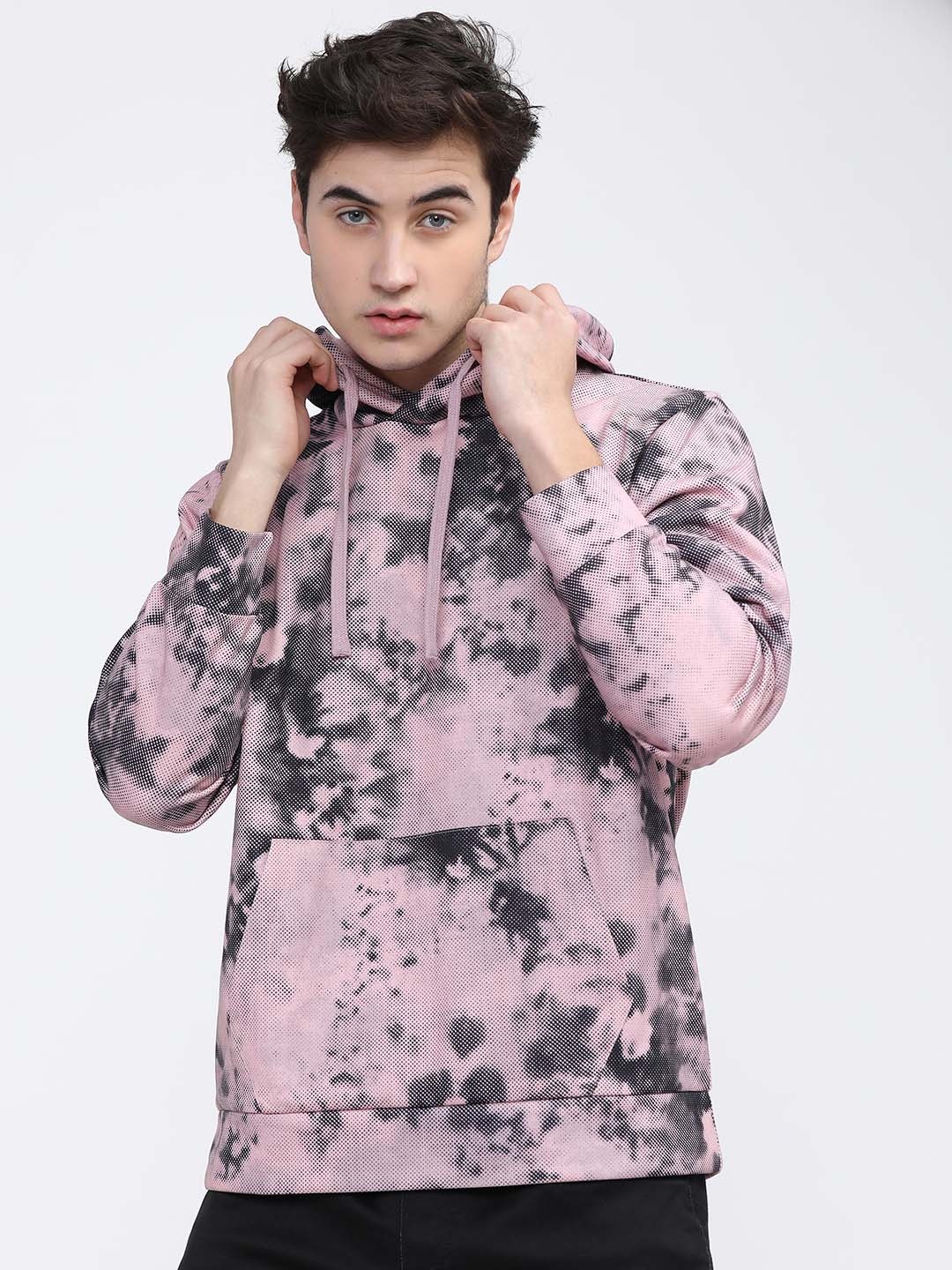 

HIGHLANDER Men Pink Printed Hooded Sweatshirt