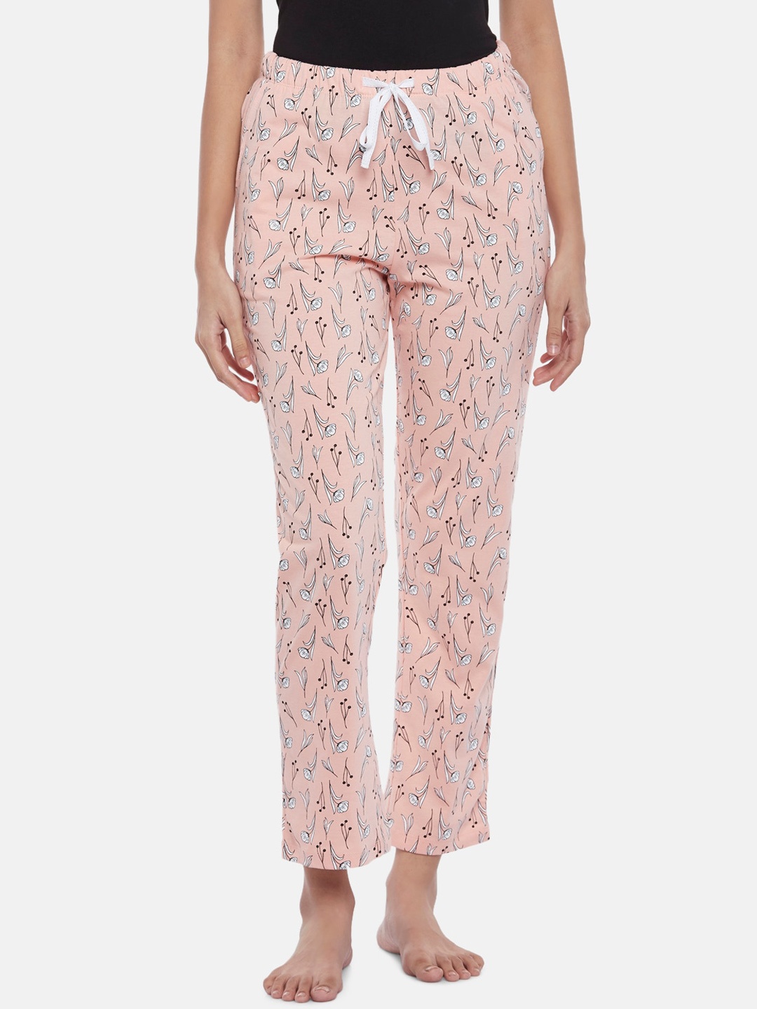 

Dreamz by Pantaloons Women Pink Printed Cotton Lounge Pants