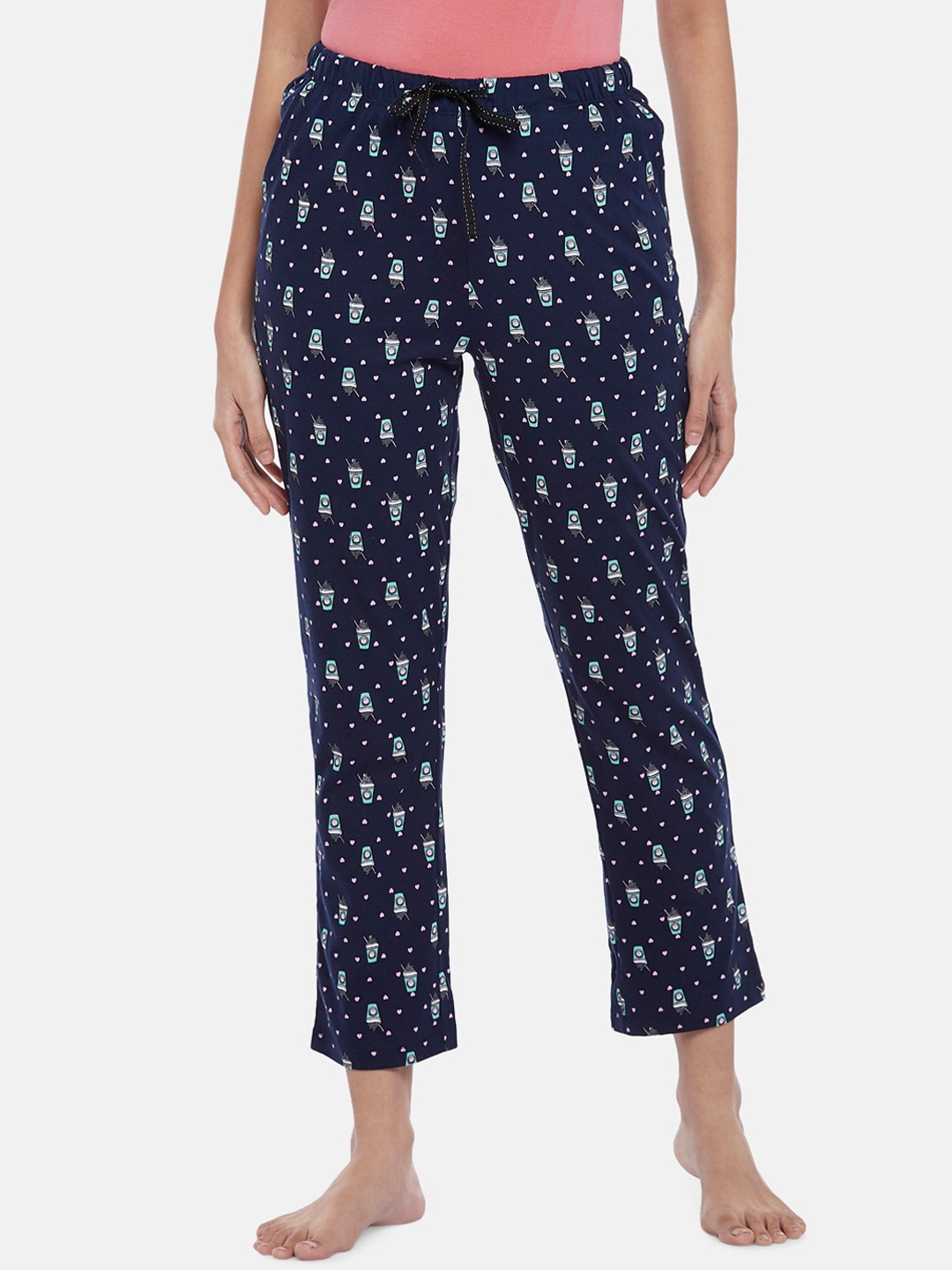 

Dreamz by Pantaloons Women Navy Blue Cotton Printed Lounge Pants