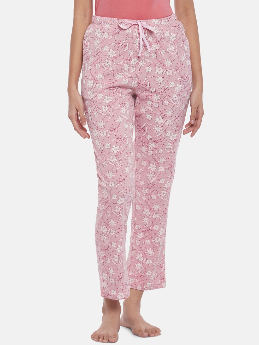 

Dreamz by Pantaloons Women Pink Printed Cotton Lounge Pants