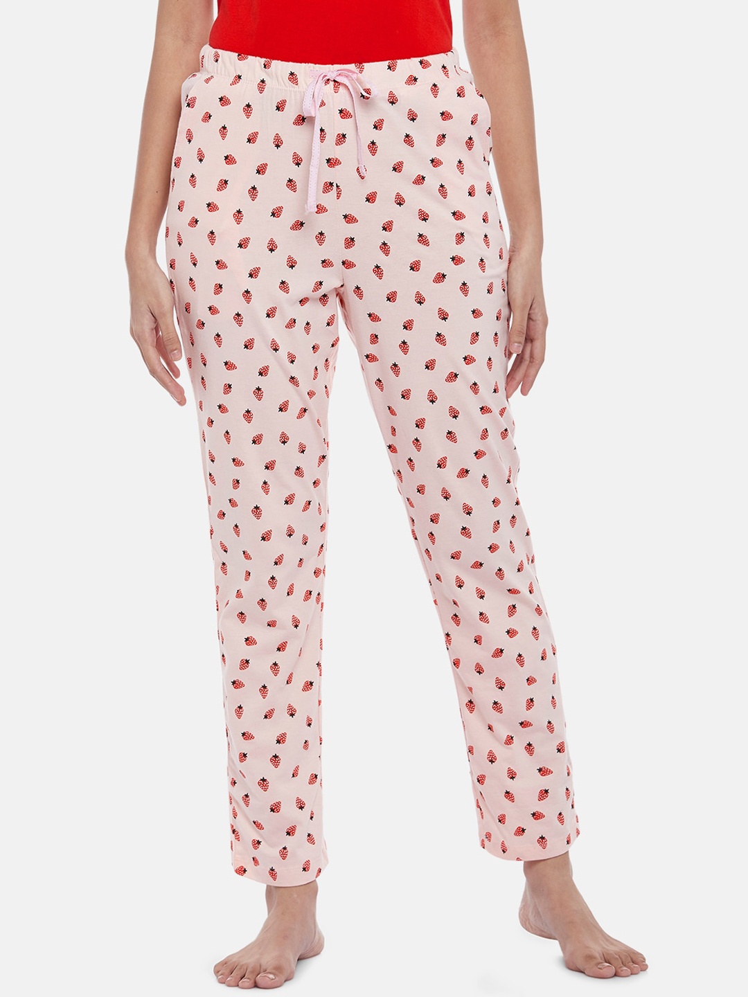 

Dreamz by Pantaloons Women Pink Printed Cotton Lounge Pants