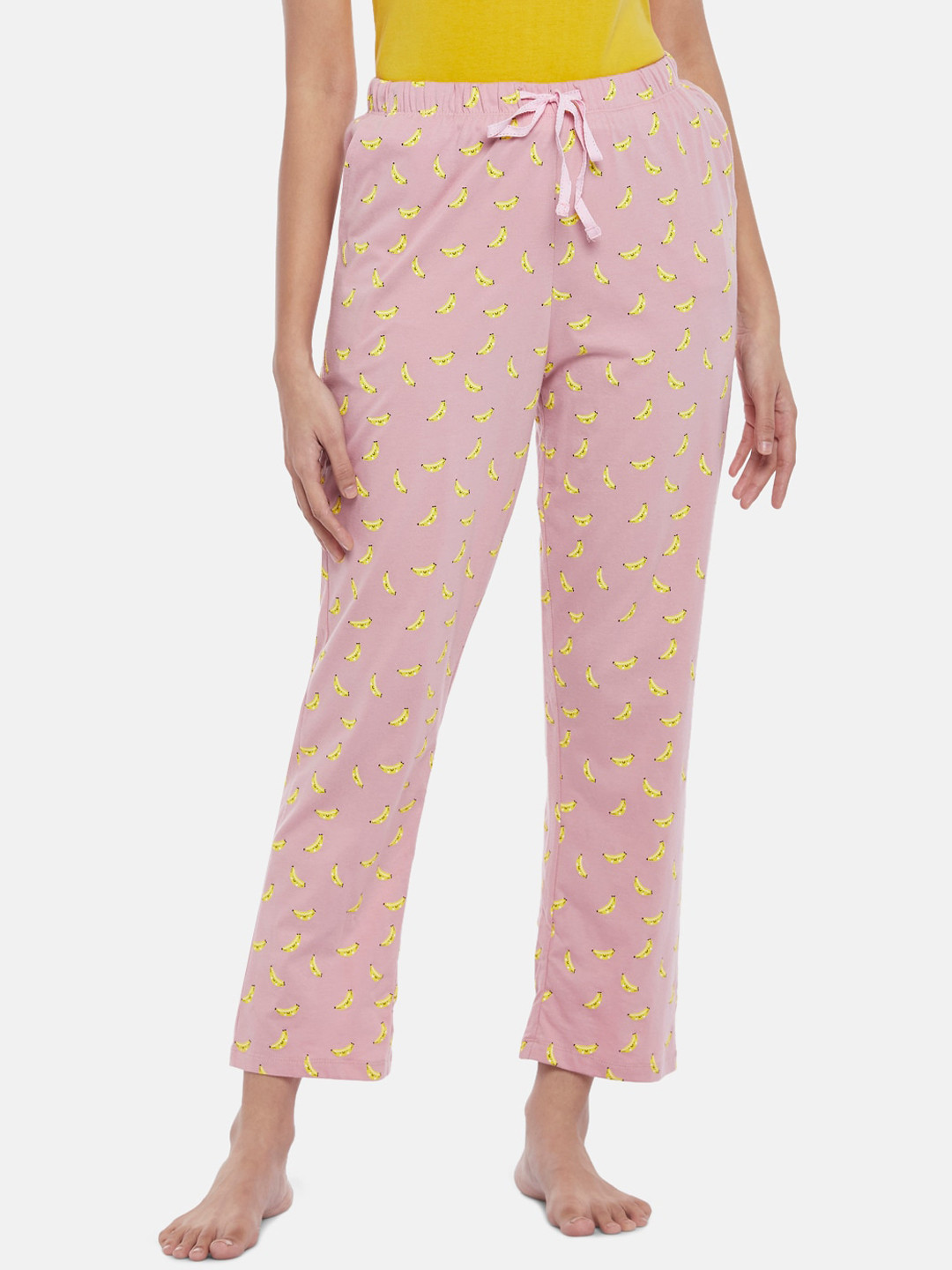 

Dreamz by Pantaloons Women Pink Printed Cotton Lounge Pants