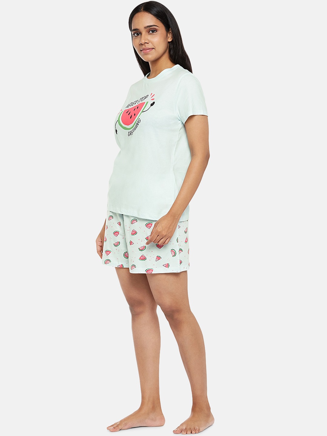 

People Women Blue Printed Night suit