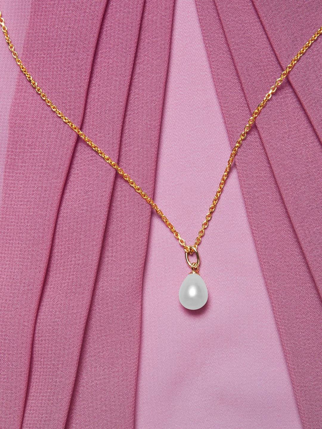 

GIVA 925 Sterling Silver 18k Gold Plated Minimal Pearl Pendant with Link Chain