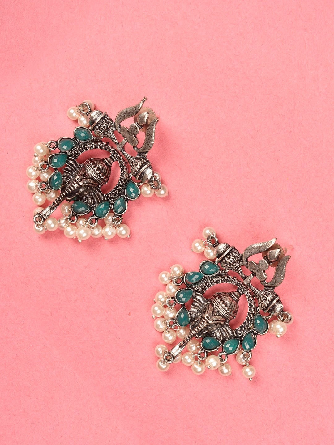

Indi INSIDE Silver-Toned Contemporary Studs Earrings