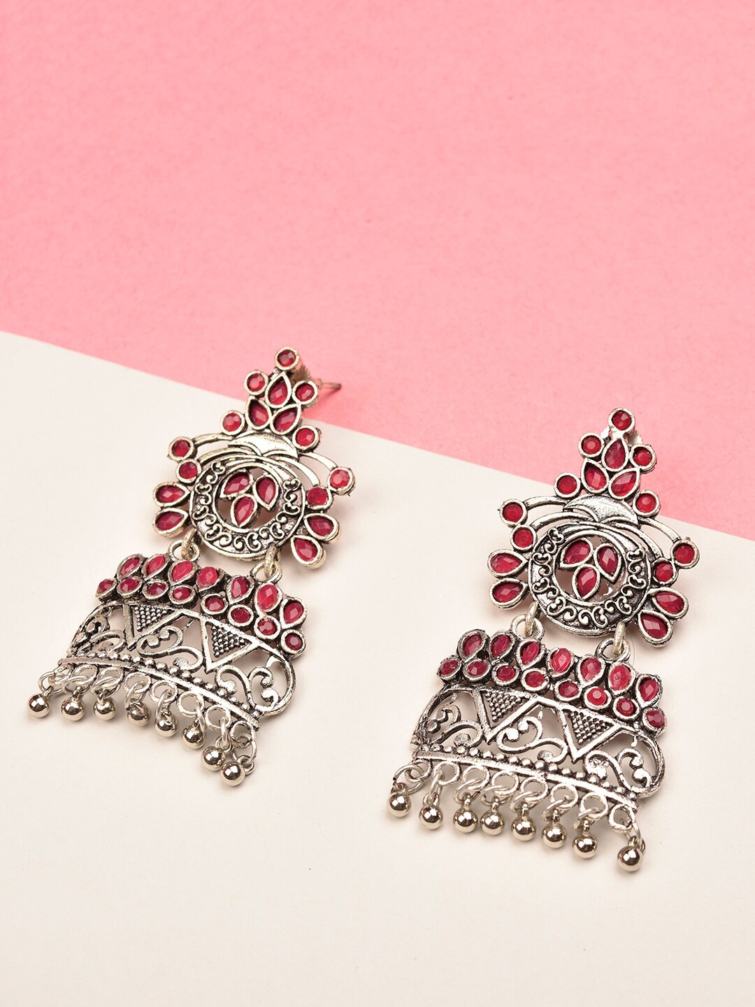 

Indi INSIDE Silver-Toned Contemporary Jhumkas Earrings