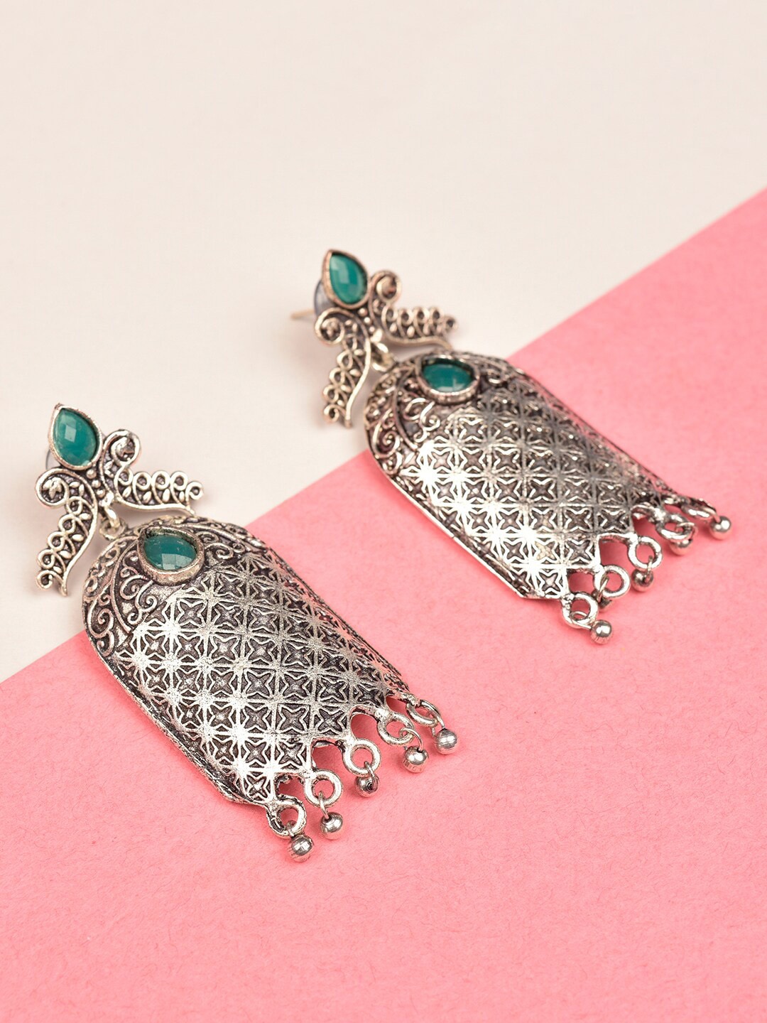 

Indi INSIDE Silver-Toned Contemporary Drop Earrings