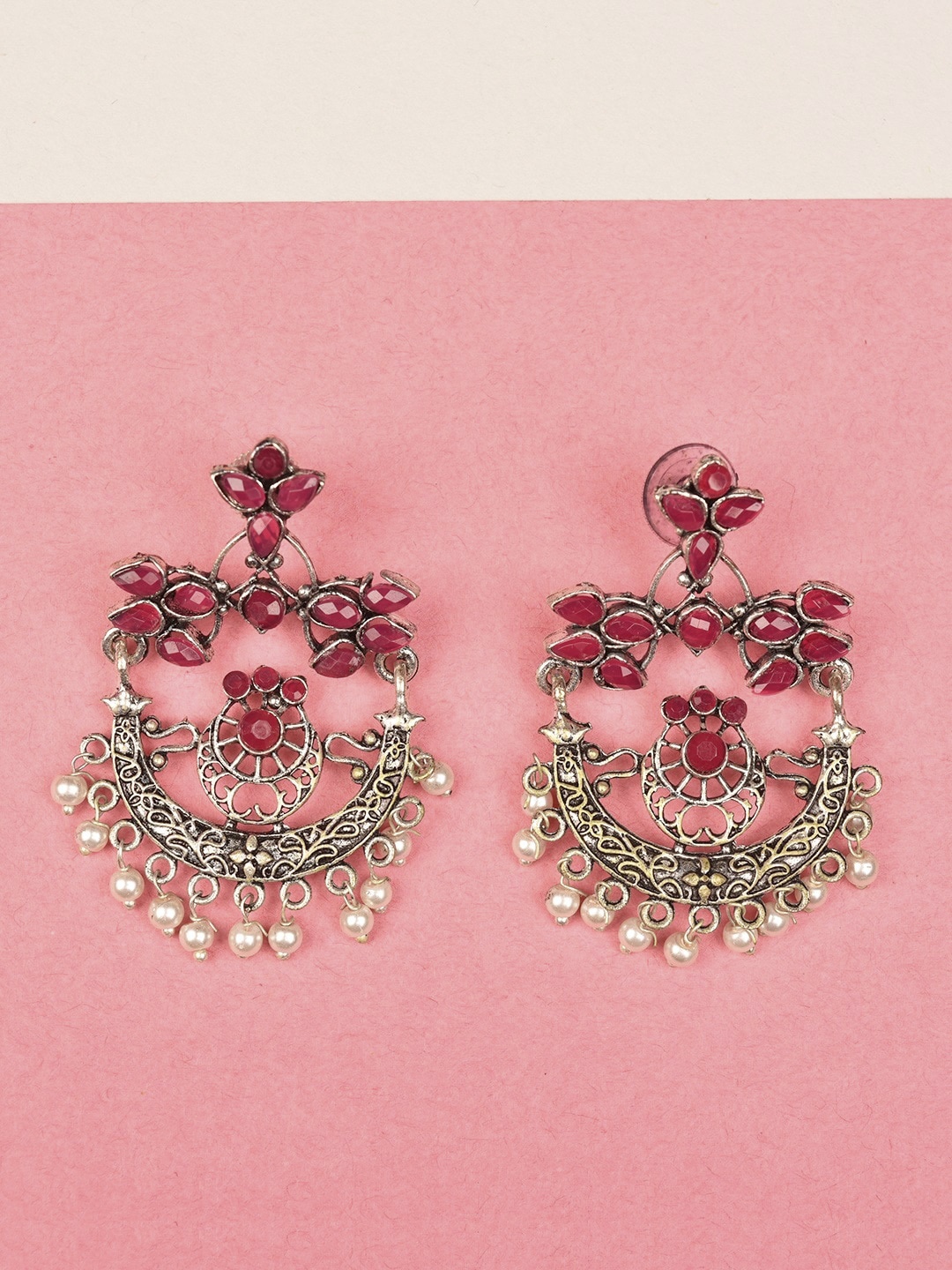 

Indi INSIDE Silver-Toned Contemporary Chandbalis Earrings