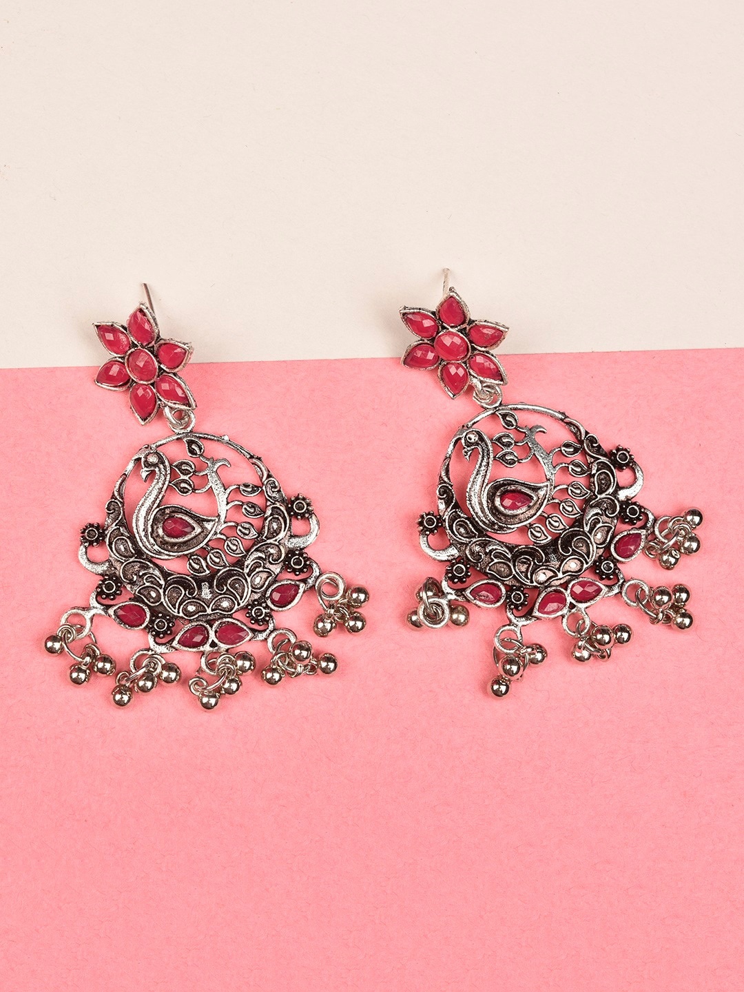

Indi INSIDE Silver-Toned Contemporary Drop Earrings