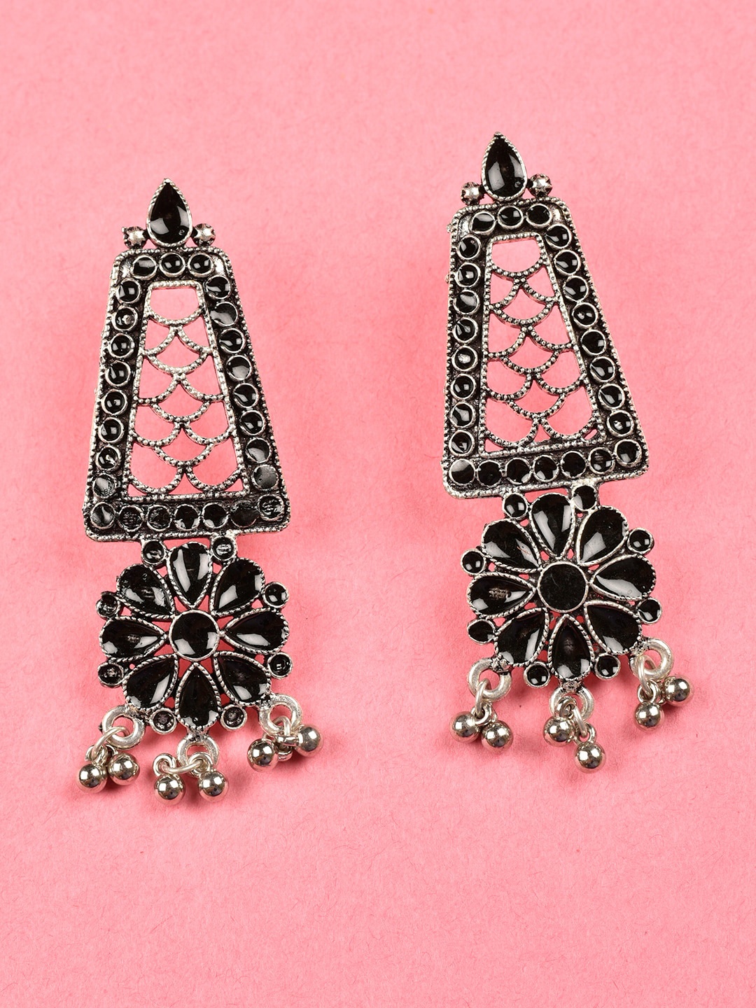 

Indi INSIDE Silver-Toned Contemporary Drop Earrings