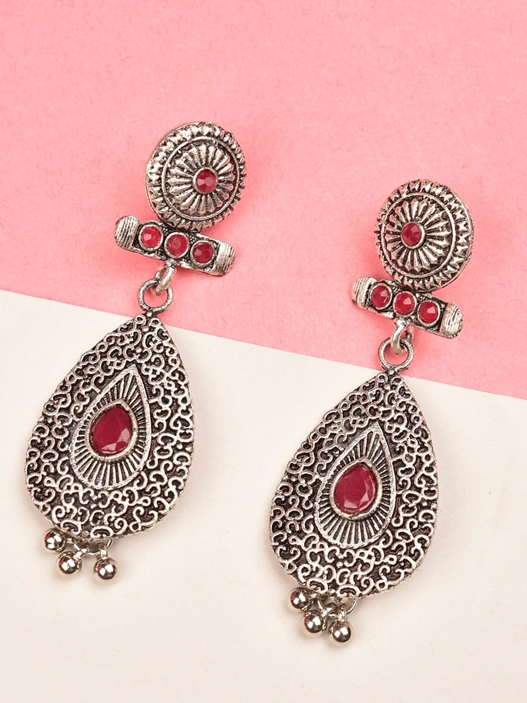 

Indi INSIDE Silver-Toned Contemporary Drop Earrings