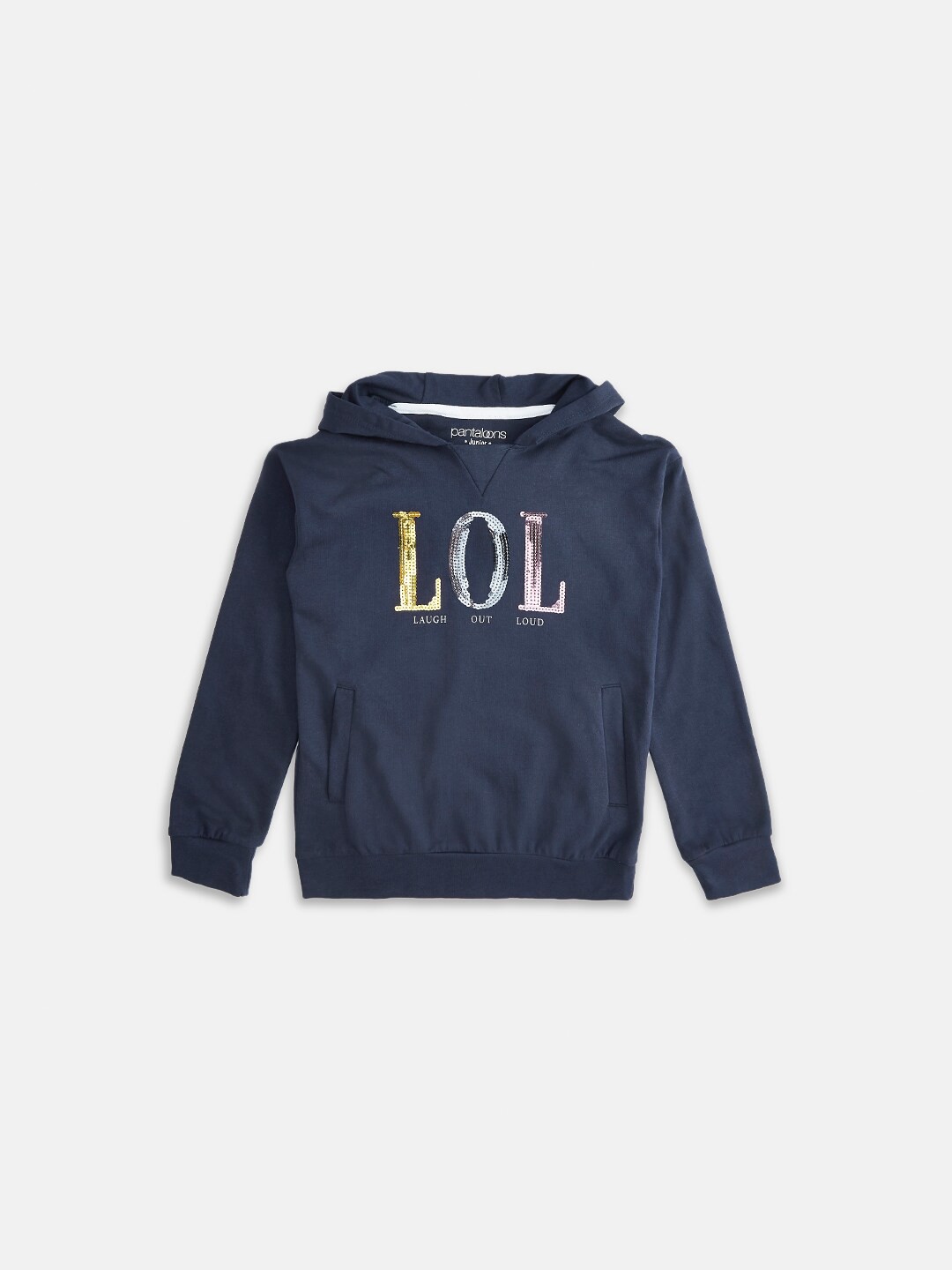 

Pantaloons Junior Girls Navy Blue Printed Sweatshirt