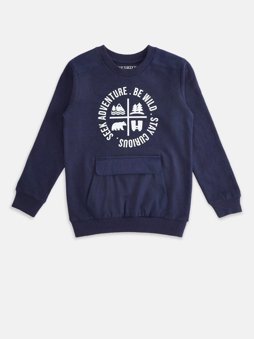 

Pantaloons Junior Boys Navy Blue Printed Sweatshirt