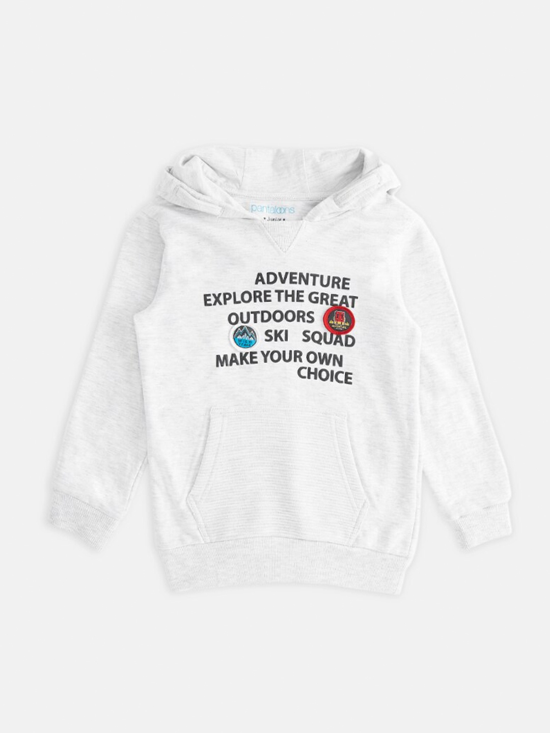 

Pantaloons Junior Boys Grey Melange & Black Printed Pure Cotton Sweatshirt