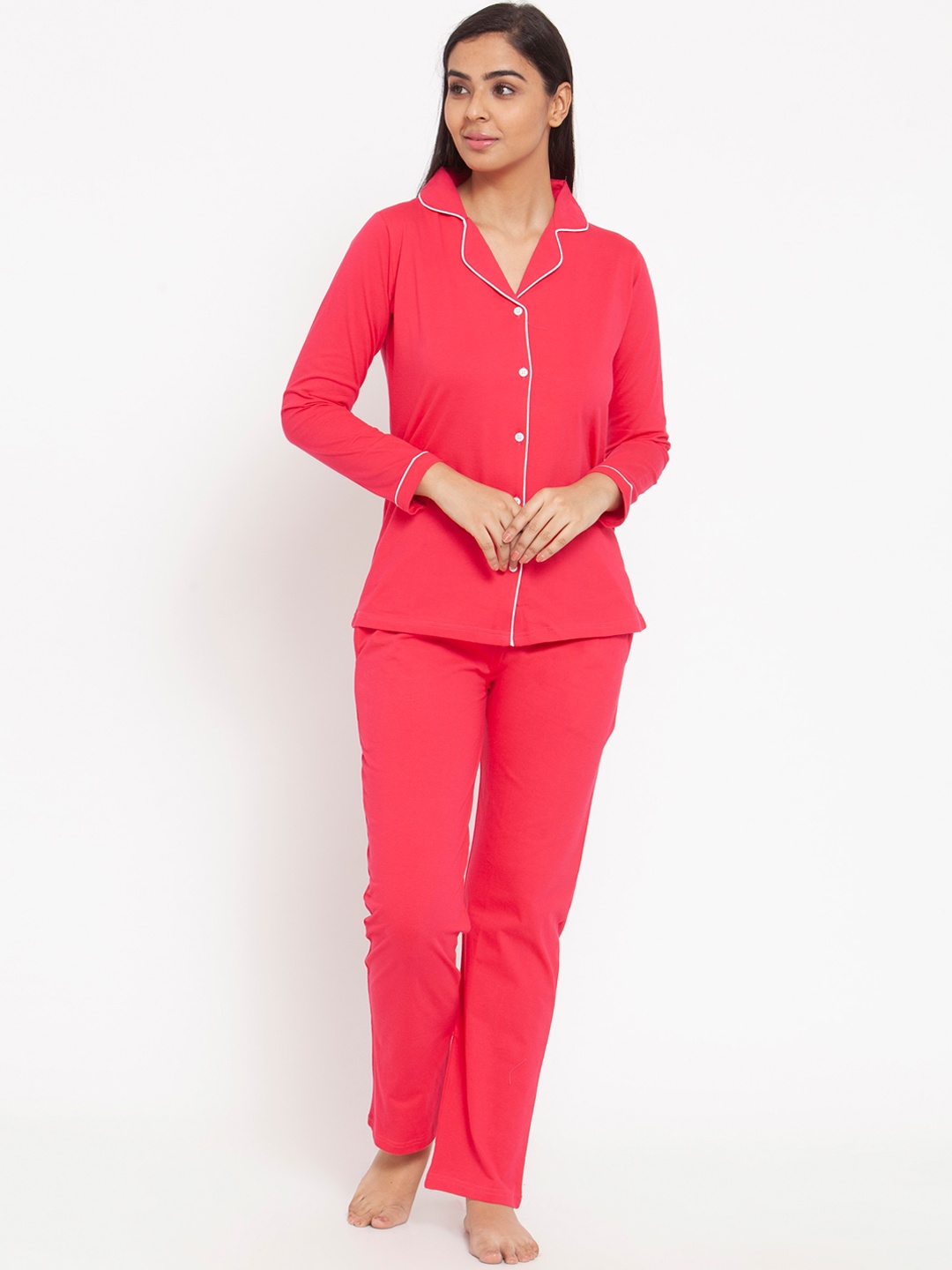 

Claura Women Pink & White Night suit