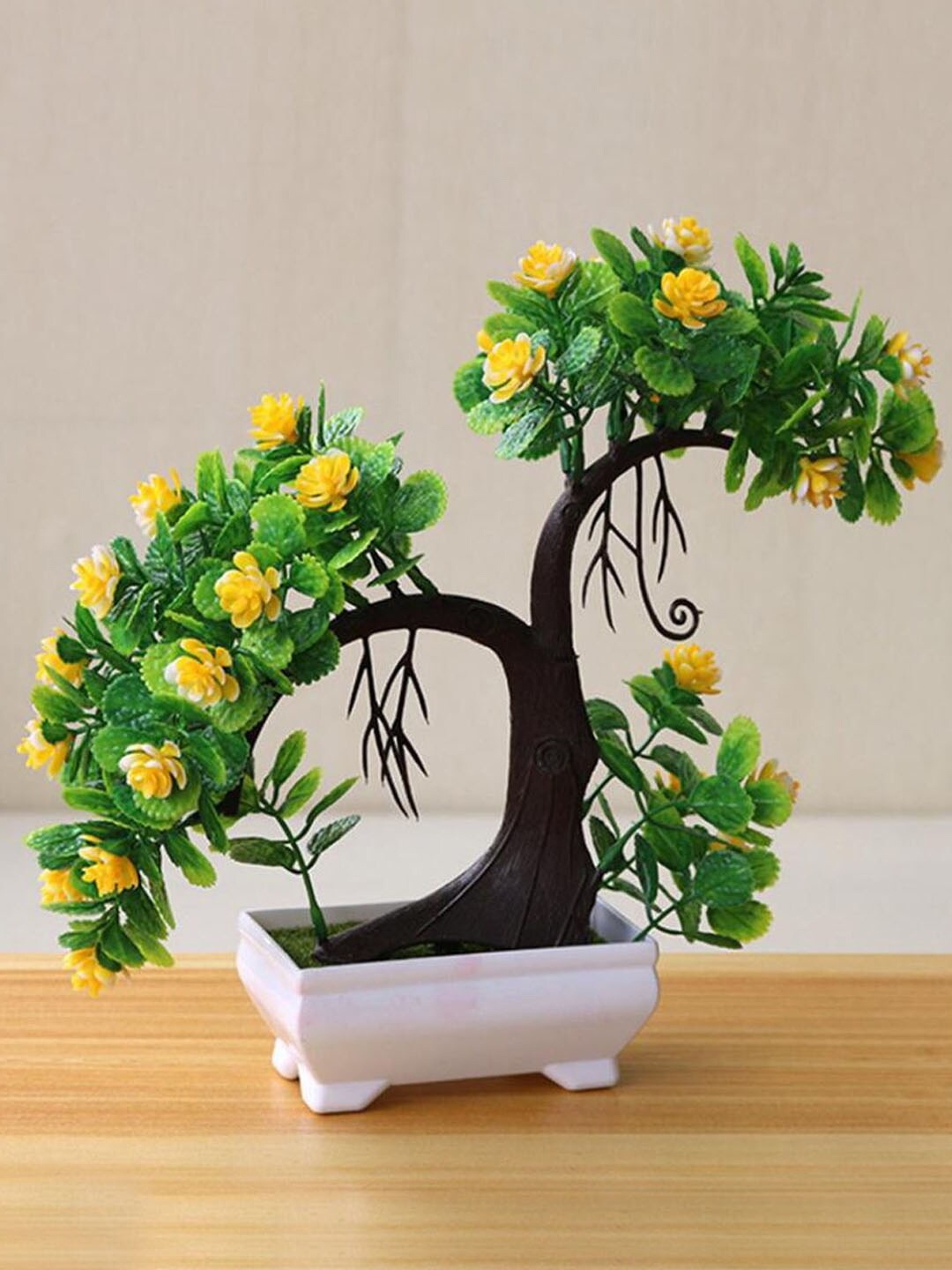 

TIED RIBBONS Artificial Bonsai Plant Tree with Flowers & Pot Gift Set, Green