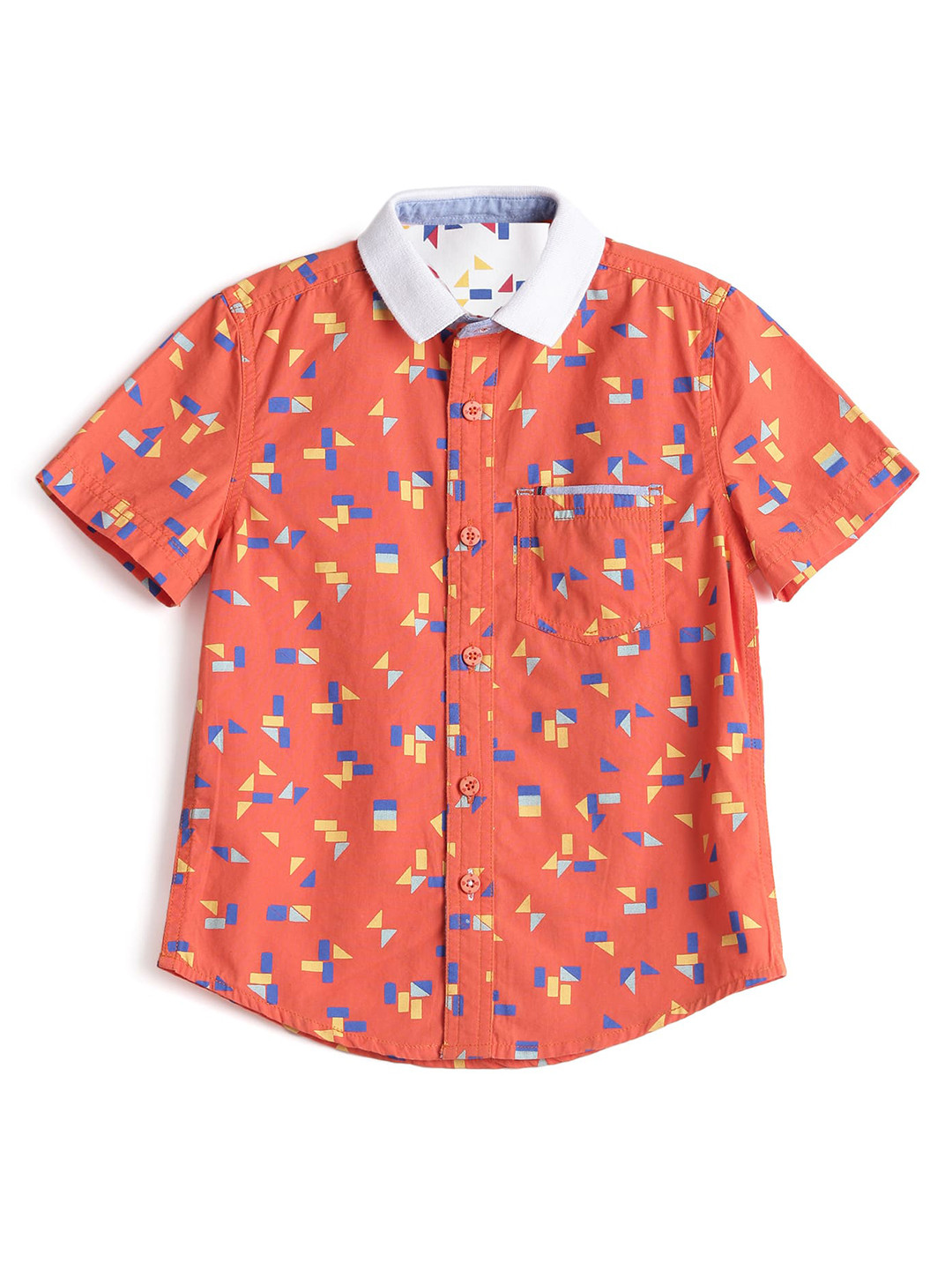 

UNDER FOURTEEN ONLY Boys Orange Printed Casual Shirt