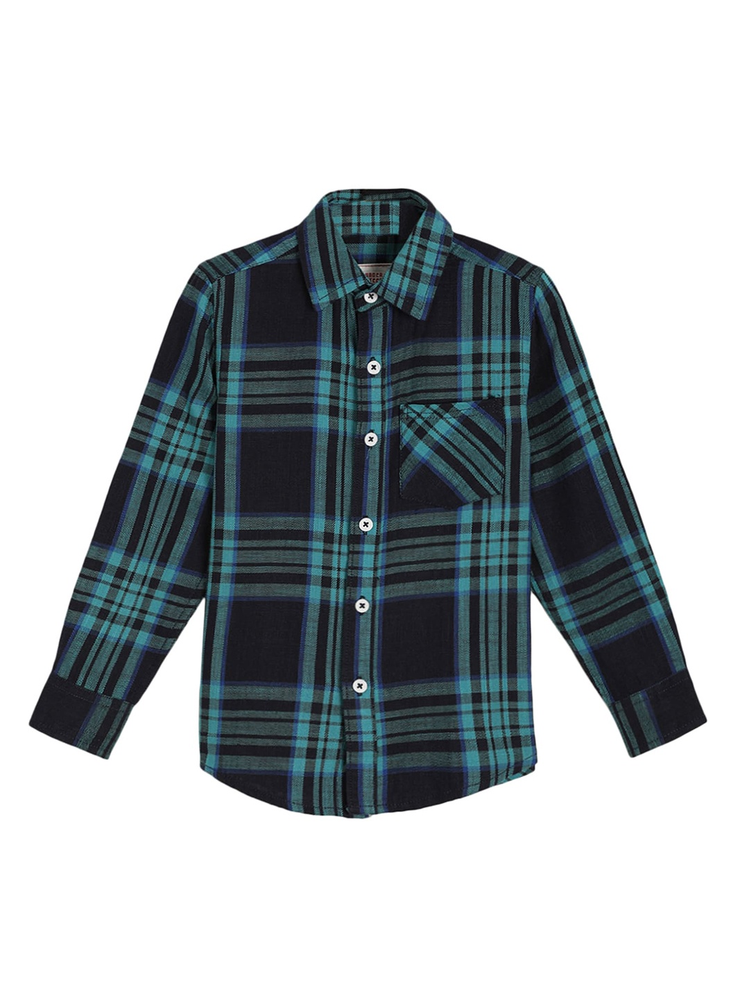 

UNDER FOURTEEN ONLY Boys Navy Blue & Grey Checked Cotton Casual Shirt