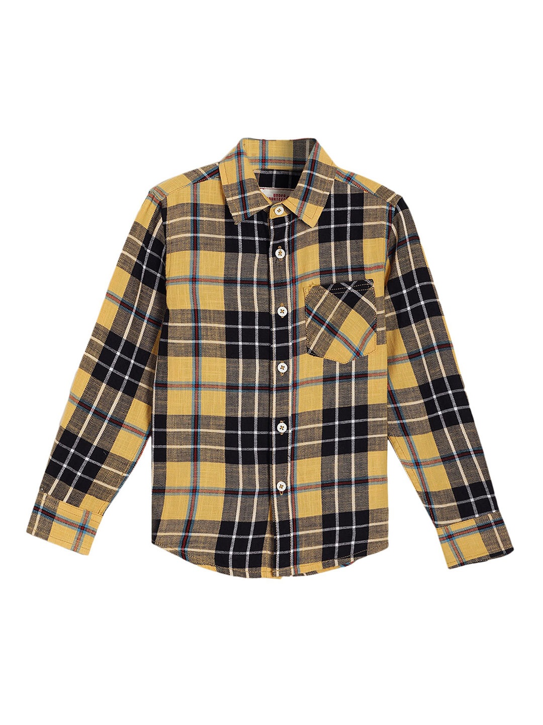 

UNDER FOURTEEN ONLY Boys Yellow Tartan Checks Checked Casual Shirt
