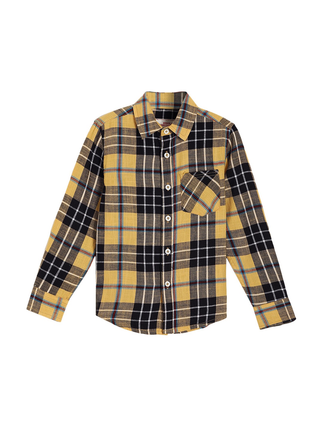 

UNDER FOURTEEN ONLY Boys Yellow & Black Tartan Checked Casual Shirt