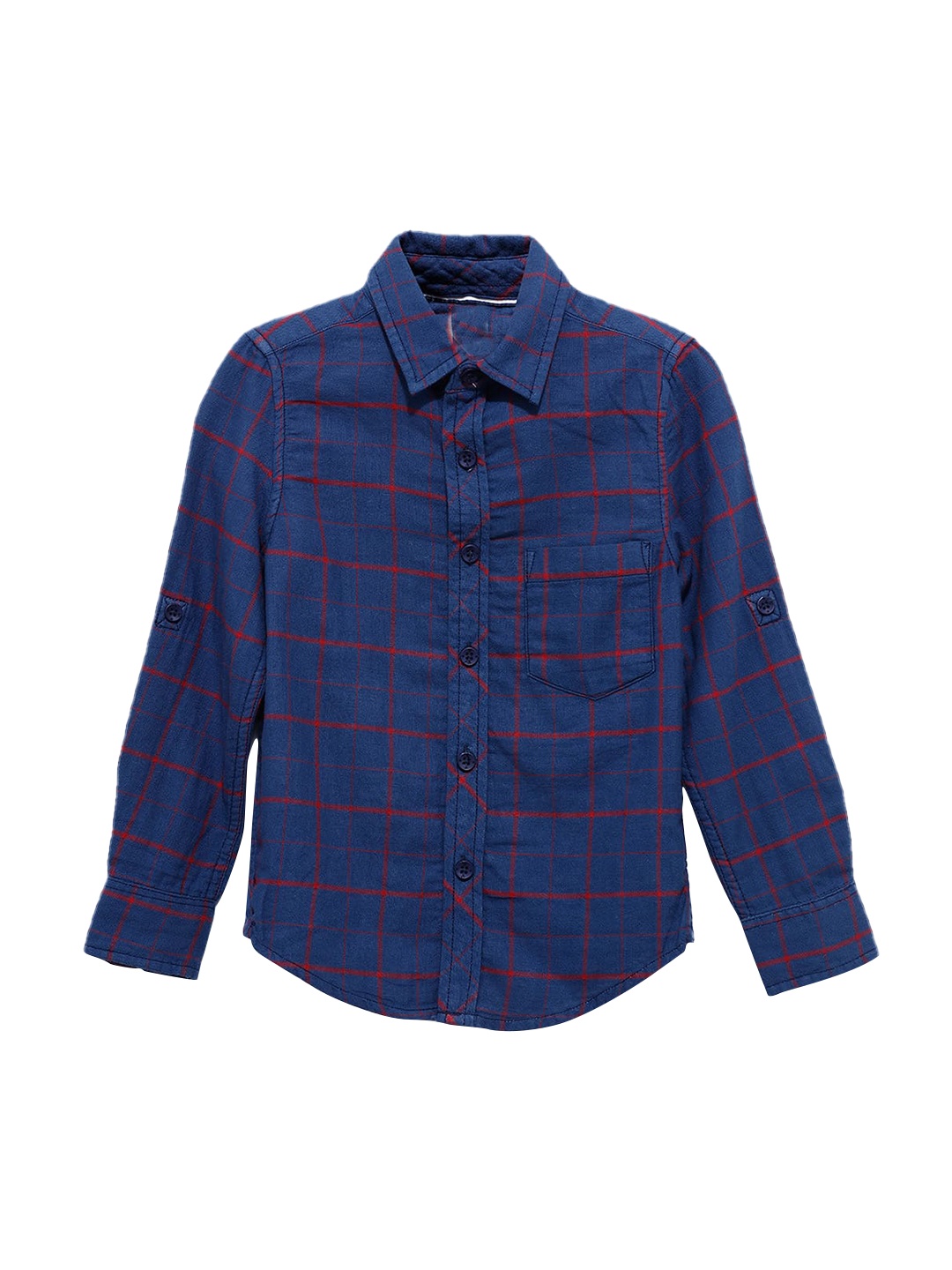 

UNDER FOURTEEN ONLY Boys Blue Checked Casual Shirt