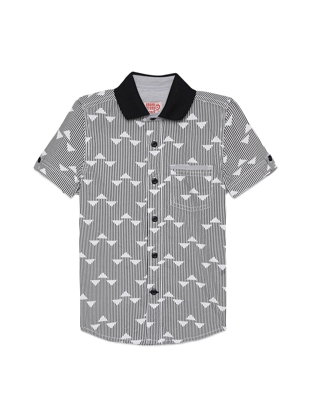 

UNDER FOURTEEN ONLY Boys Black Printed Casual Shirt