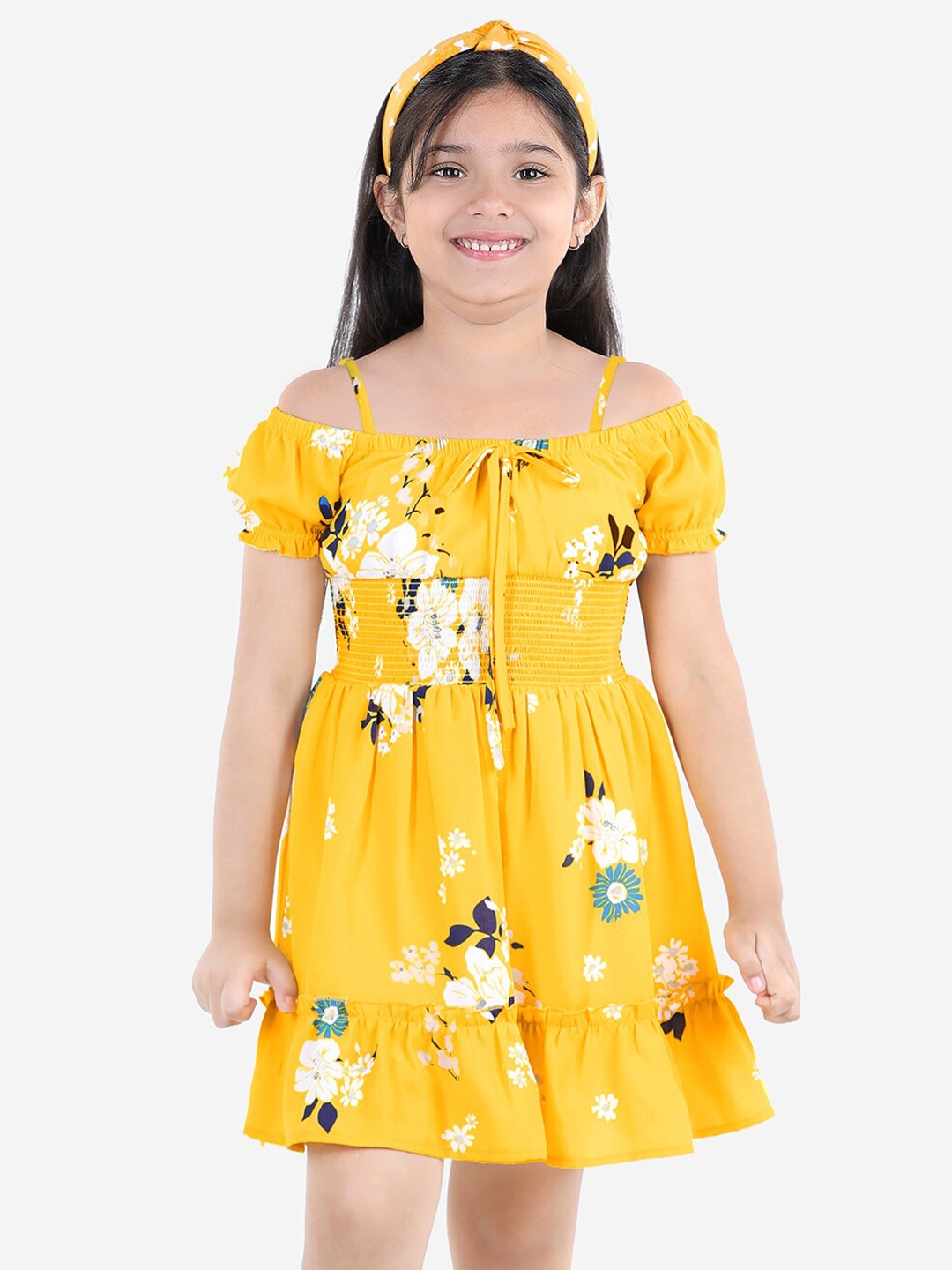 

Naughty Ninos Yellow Floral Off-Shoulder Dress