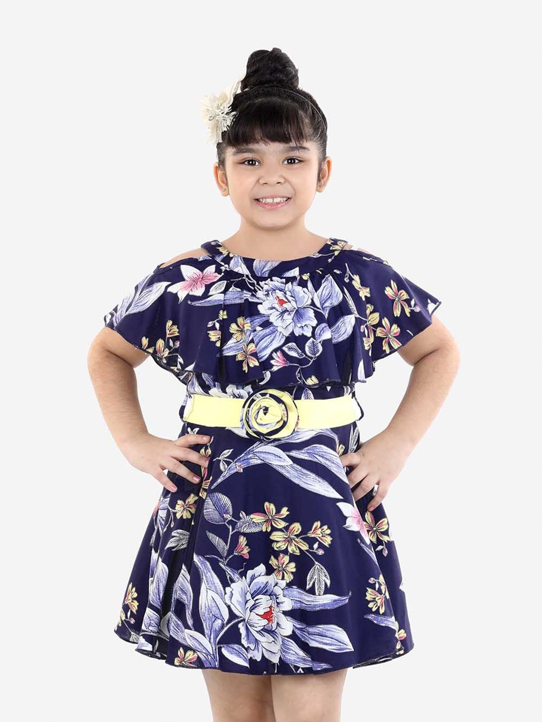 

Naughty Ninos Navy Blue Floral A-Line Dress