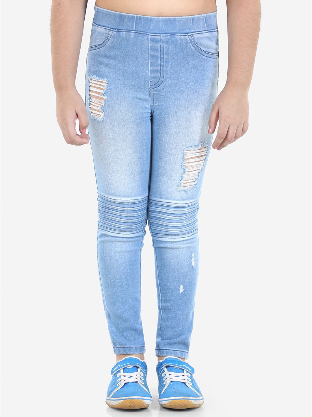 

Naughty Ninos Girls Blue Highly Distressed Light Fade Stretchable Jeans