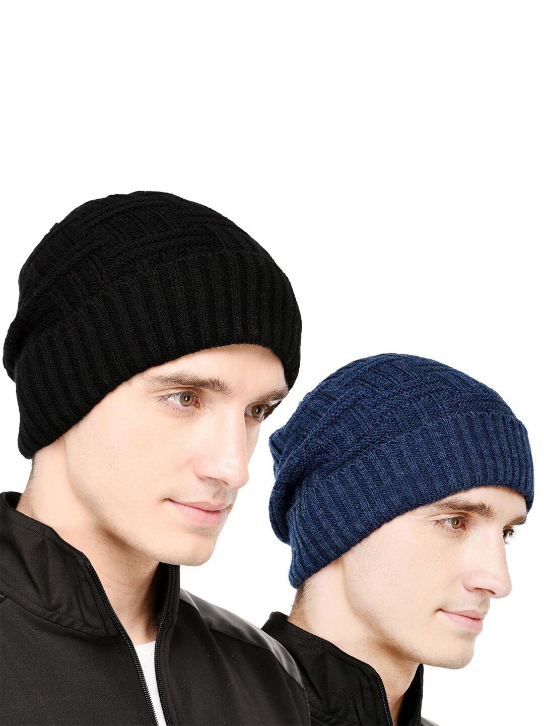 

Bharatasya Men Black & Blue Beanie