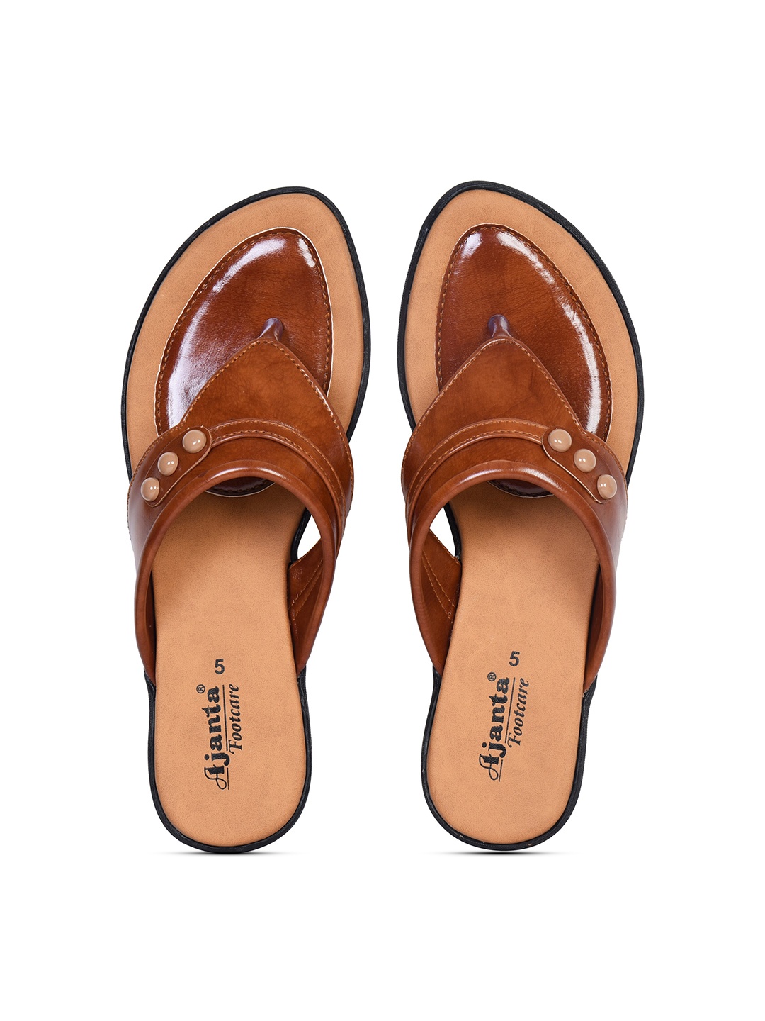 

Ajanta Women Brown Printed Open Toe Flats