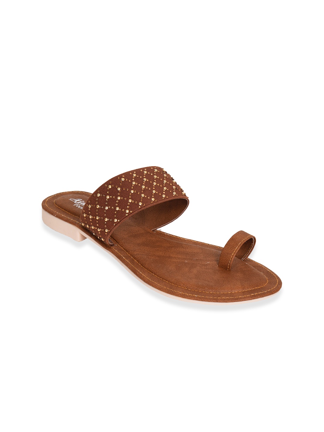 

Ajanta Women Brown Embellished One Toe Flats