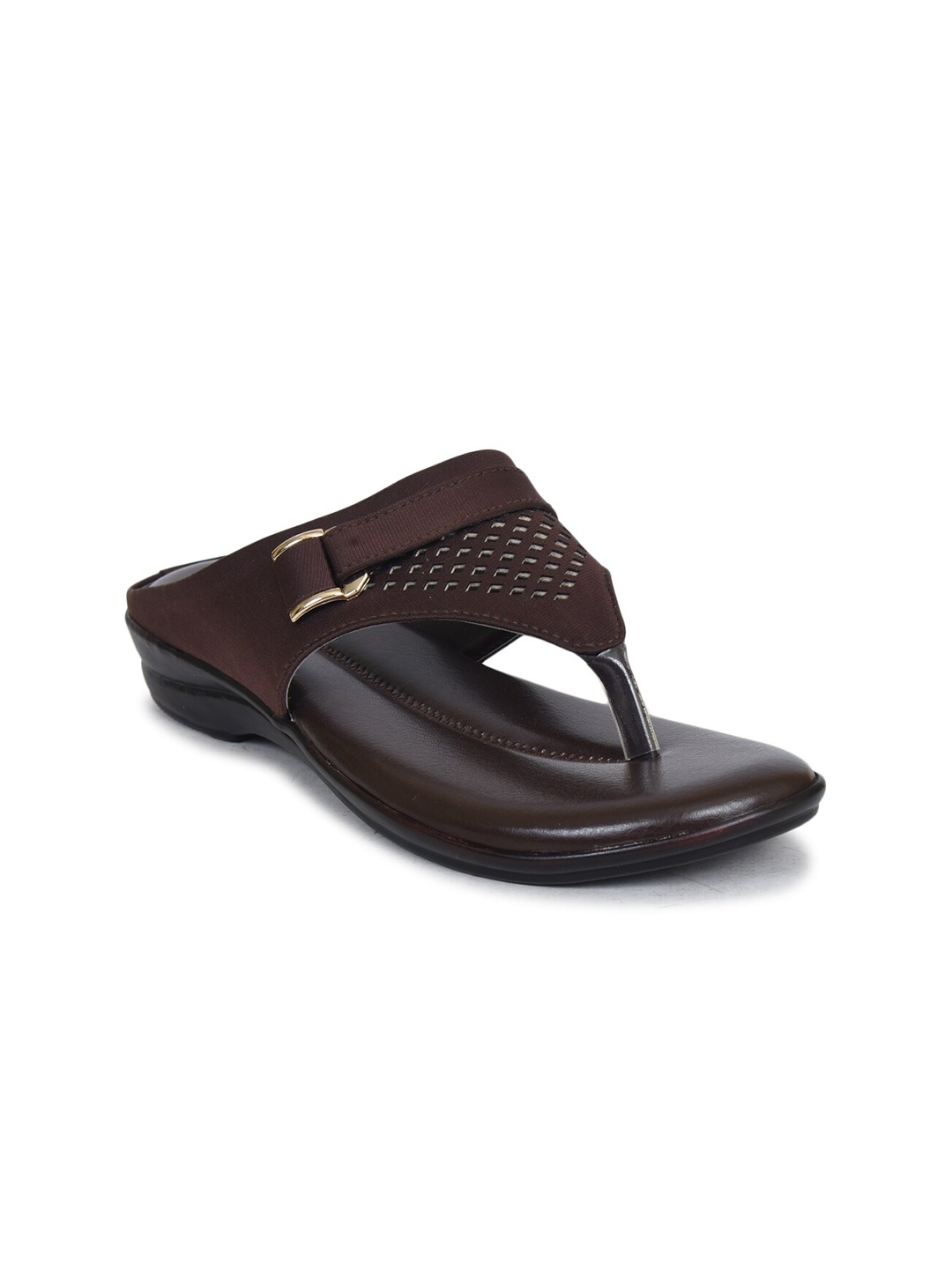 

Ajanta Brown Embellished Flatform Heels Slip On Sandals