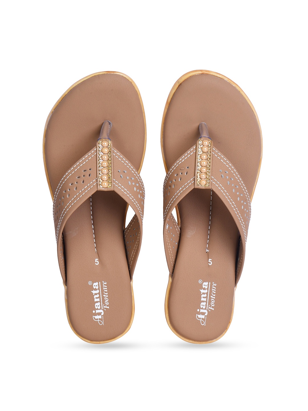 

Ajanta Women Beige T-Strap Flats