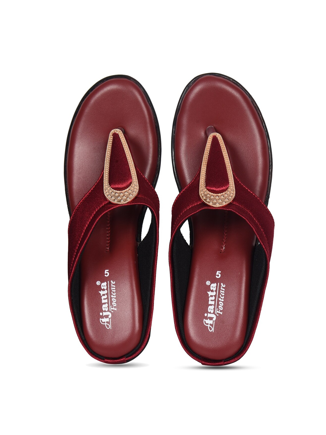 

Ajanta Red Embellished Ethnic Wedge Sandals