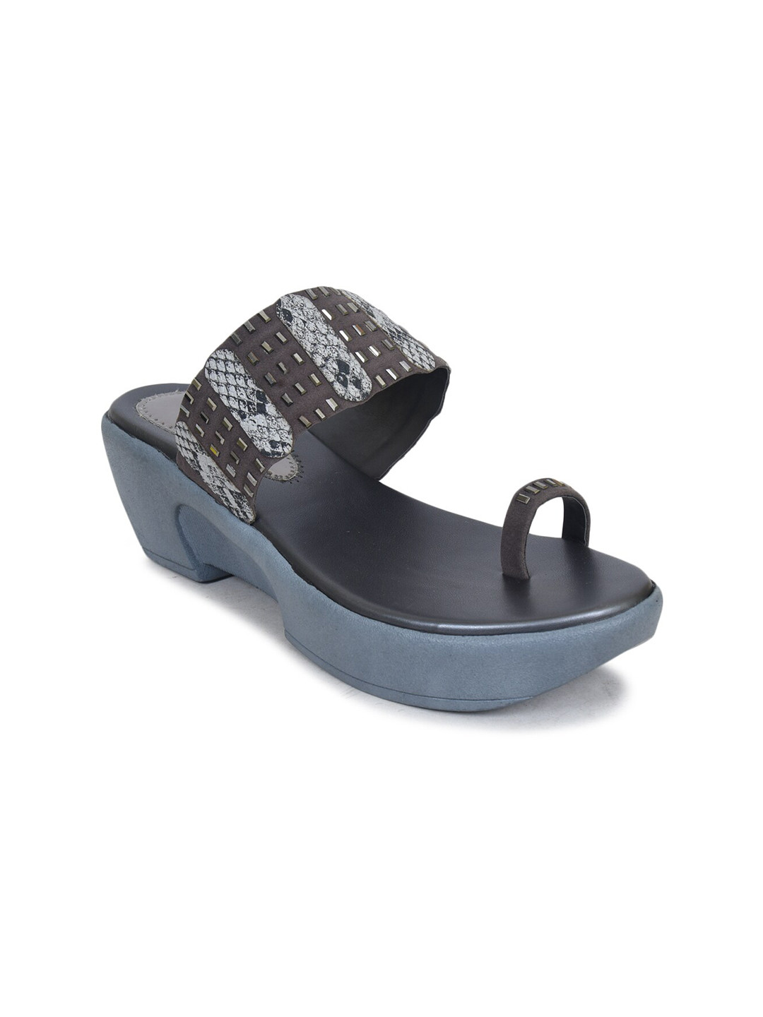 

Ajanta Grey Embellished Party Wedge Heel Sandals