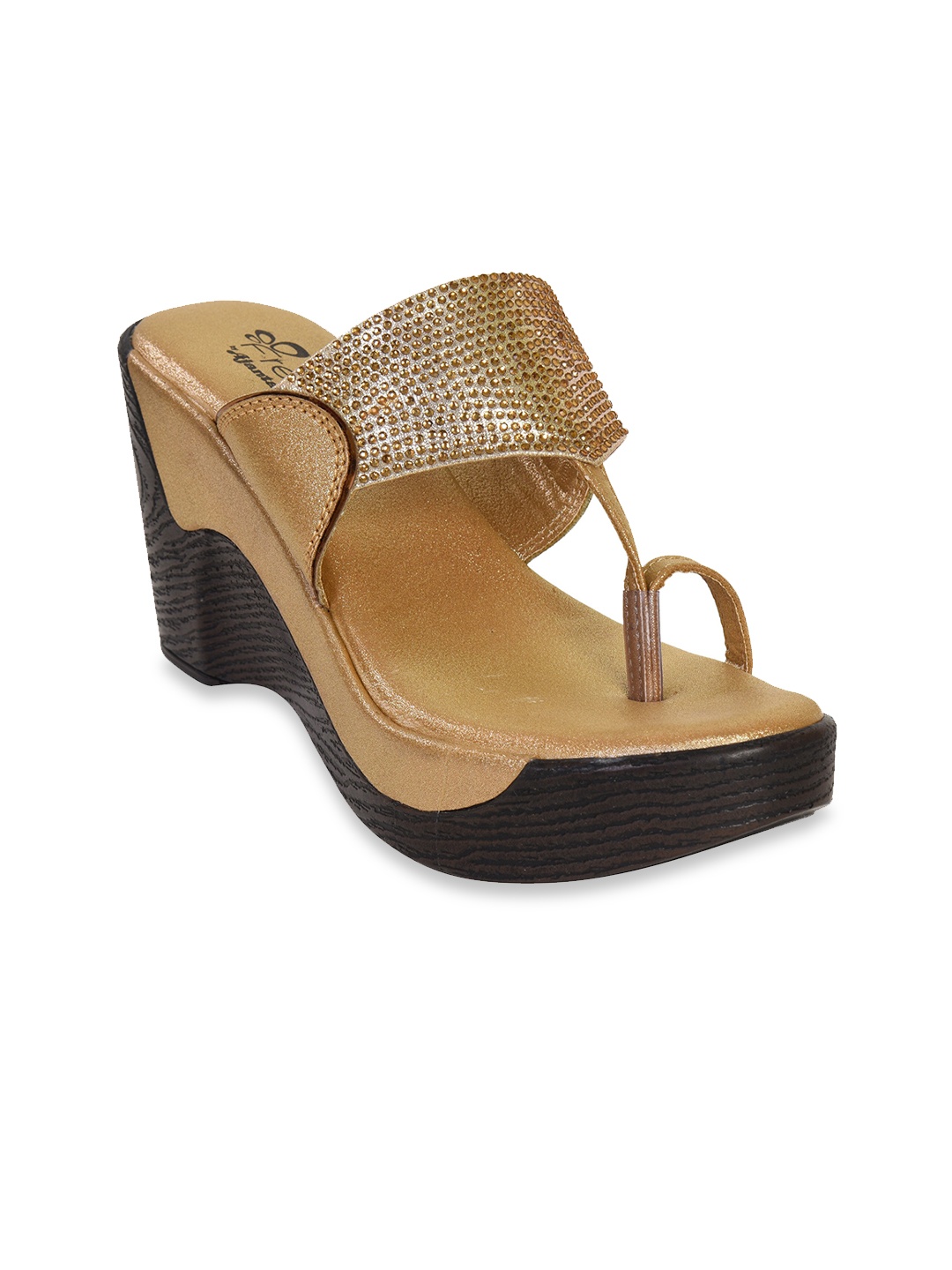 

Ajanta Beige & Black Embellished Wedge Sandals