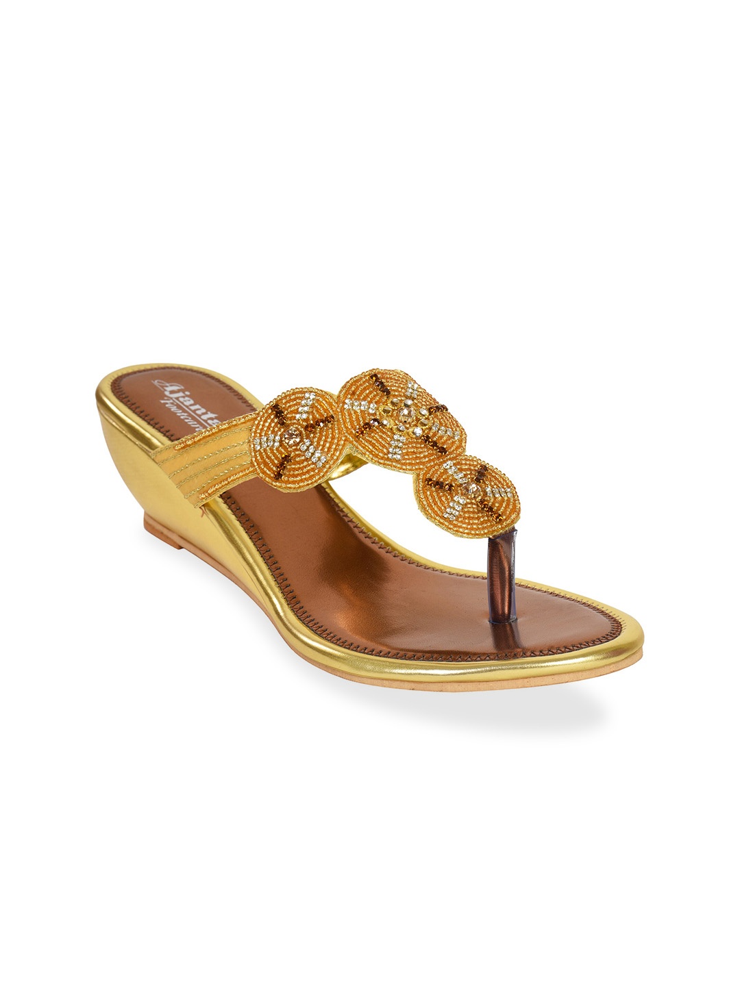 

Ajanta Women Gold-Toned T-Strap Flats