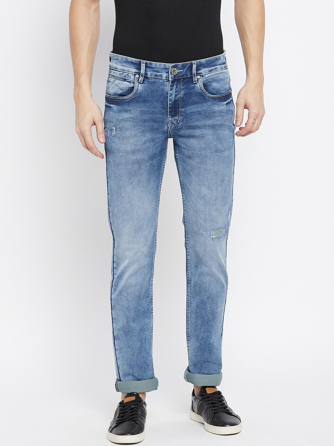 

Duke Men Blue Slim Fit Low Distress Heavy Fade Stretchable Jeans