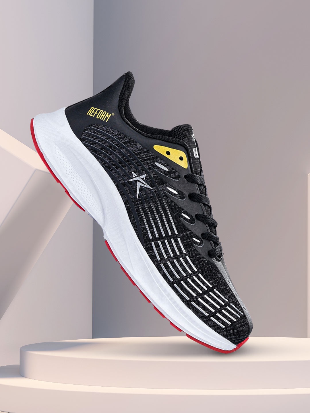 

REFOAM Men Black Mesh Running Shoes