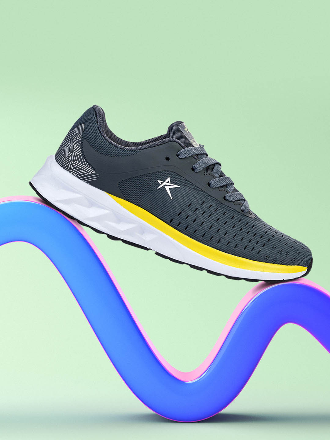 

REFOAM Men Grey Mesh Running Shoes