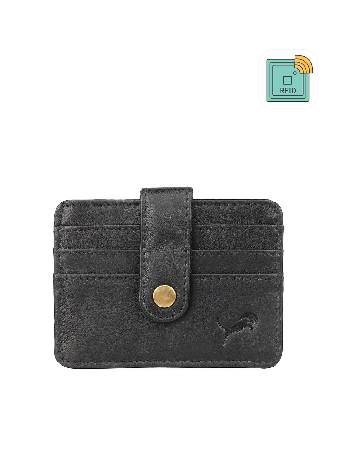 

WILD EDGE Men Black Solid Genuine Leather Card Holder