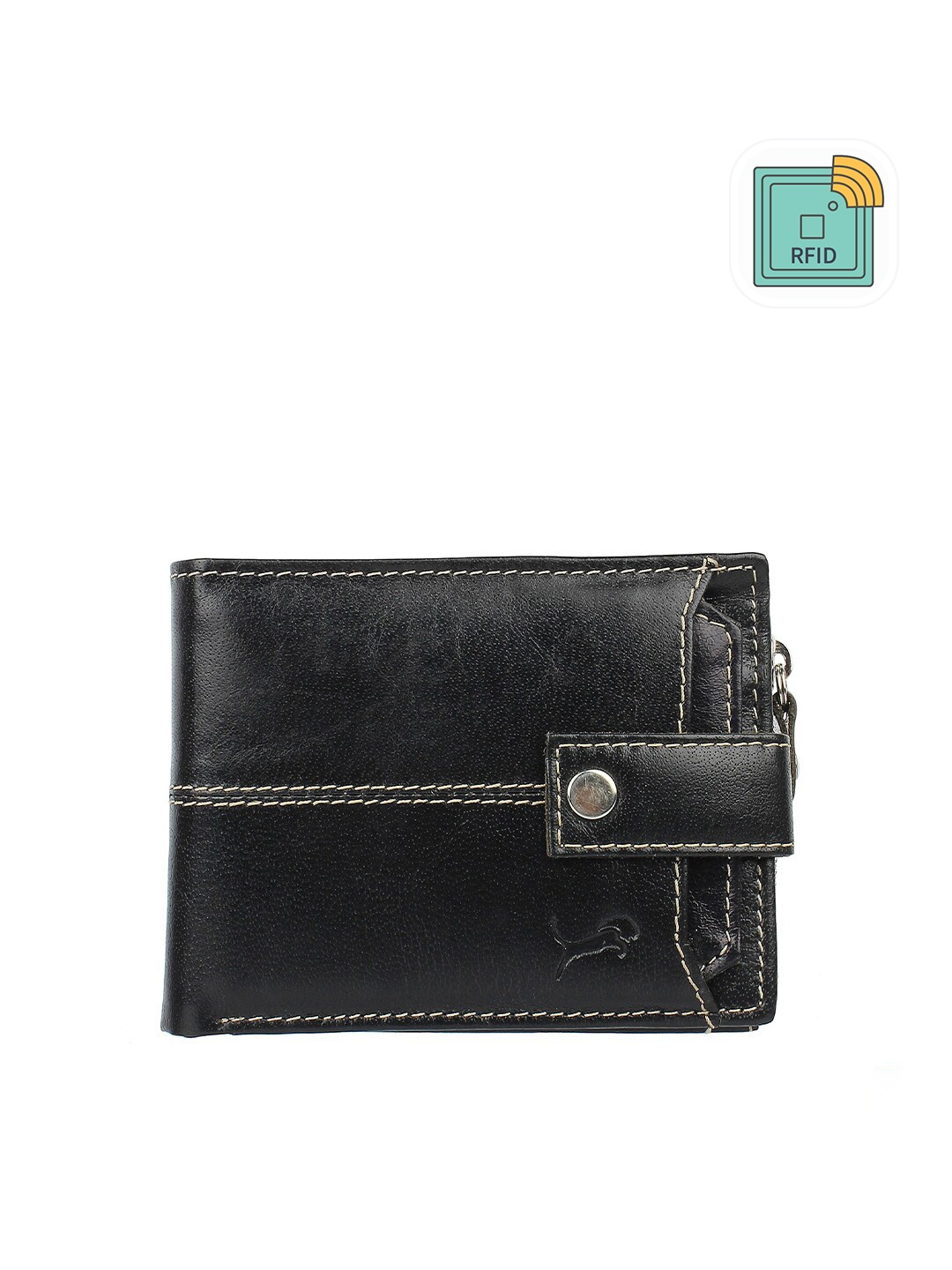 

WILD EDGE Men Black Leather Two Fold Wallet