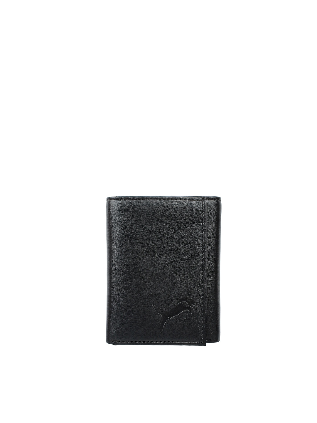 

WILD EDGE Men Black Leather Three Fold Wallet