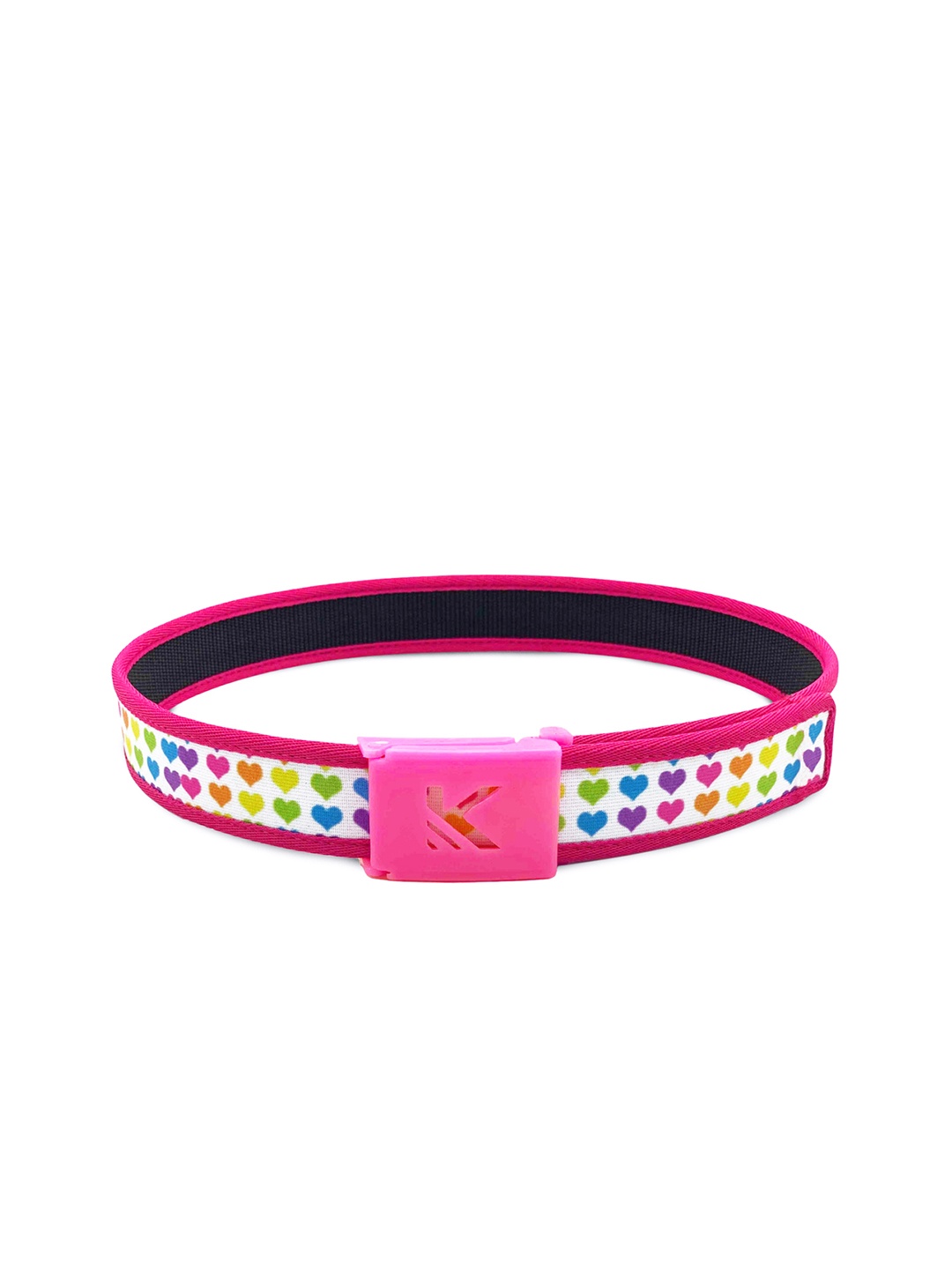 

KazarMax Girls Multicoloured Hearts Printed Reversible Belt, Multi