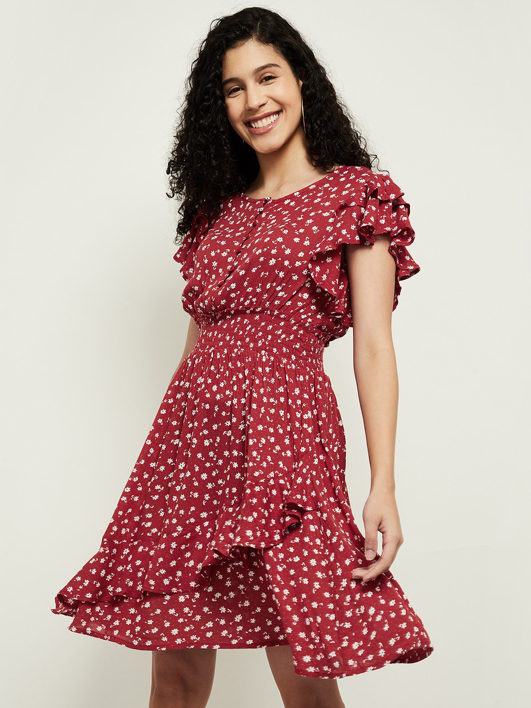 

max Red Floral Dress