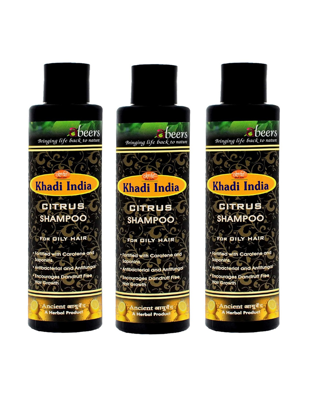 

Abeers Set Of 3 Ancient Citurs Shampoo 225ml, Black
