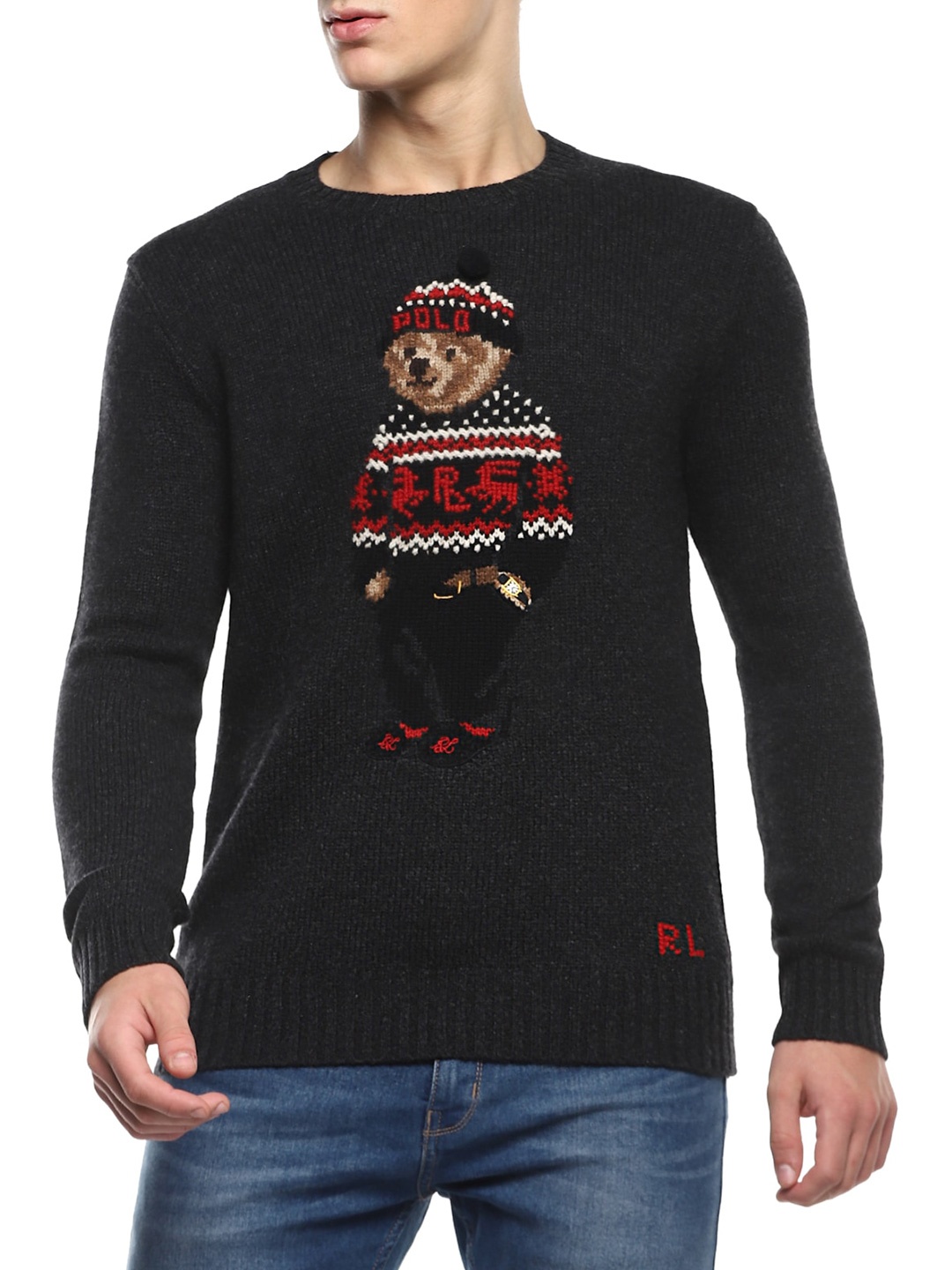 

Polo Ralph Lauren Men Charcoal & Red Printed Pullover