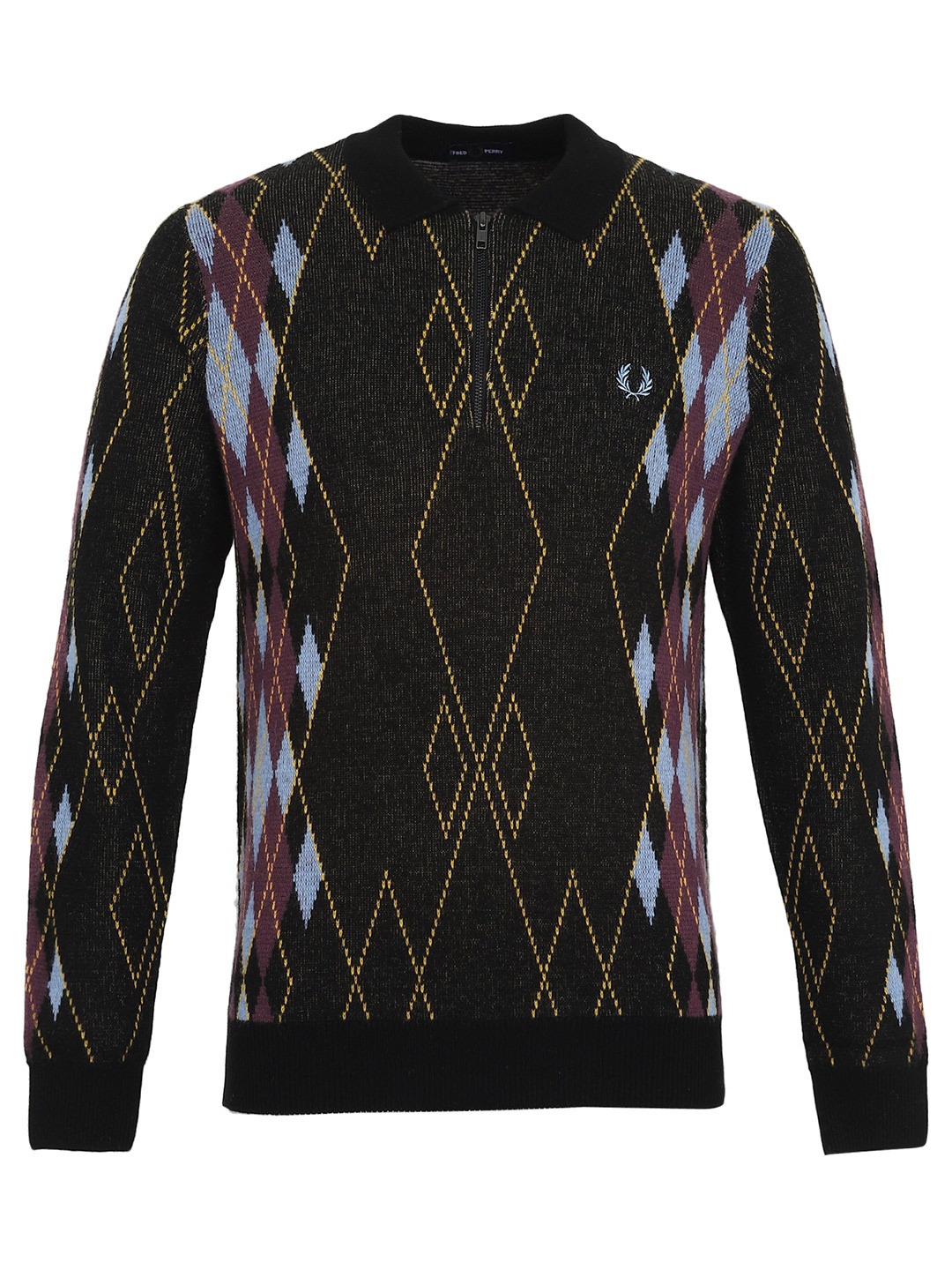 

Fred Perry Men Black & Grey Printed Pullover